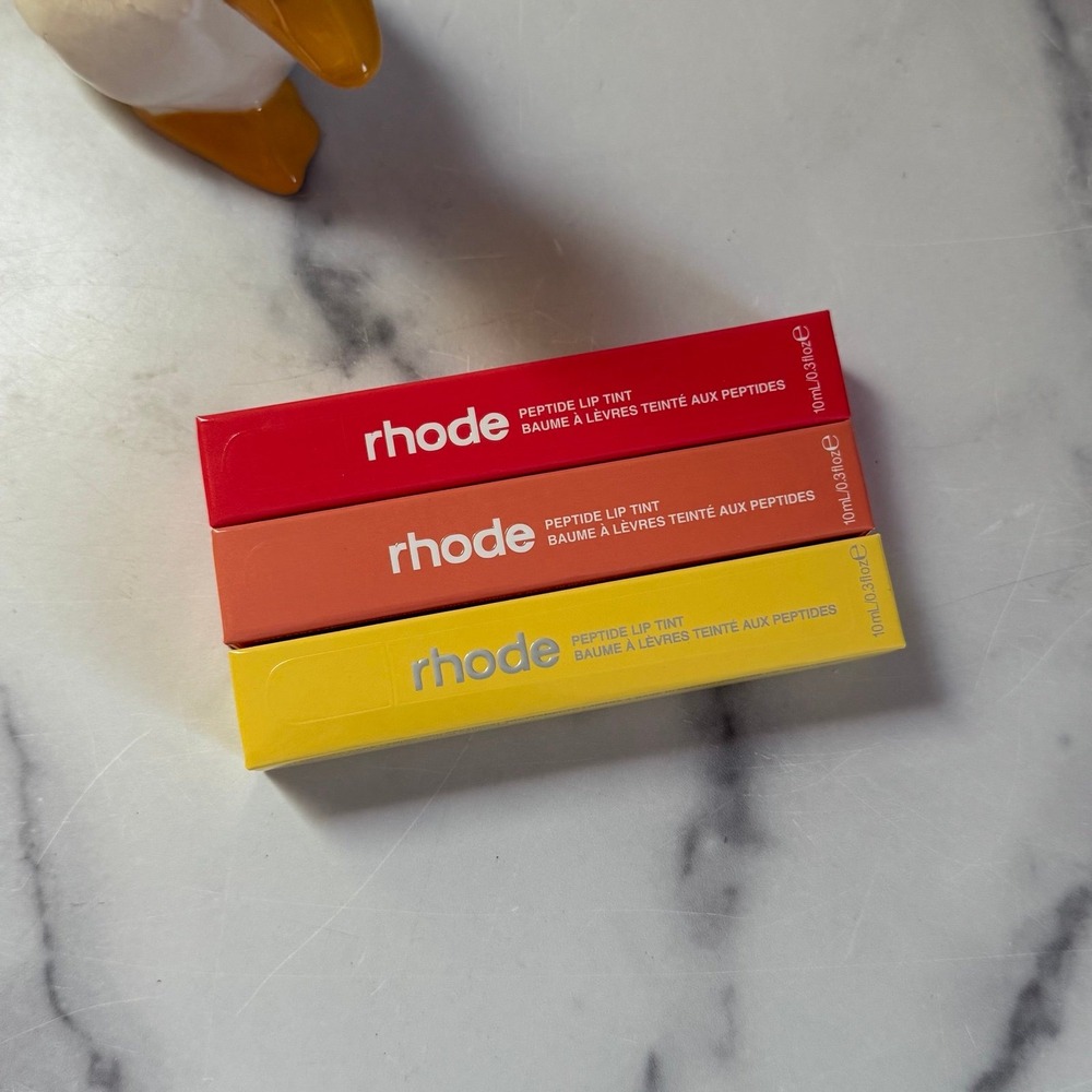 Rhode Peptide Lip Treatment Set Guava Spritz Peach Pit Lemontini Limited Edition
